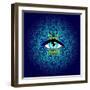 Sacred Geometry Symbol with All Seeing Eye in Acid Colors. Mystic, Alchemy, Occult Concept. Design-Gorbash Varvara-Framed Art Print