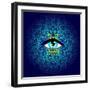 Sacred Geometry Symbol with All Seeing Eye in Acid Colors. Mystic, Alchemy, Occult Concept. Design-Gorbash Varvara-Framed Art Print