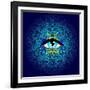 Sacred Geometry Symbol with All Seeing Eye in Acid Colors. Mystic, Alchemy, Occult Concept. Design-Gorbash Varvara-Framed Art Print