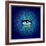 Sacred Geometry Symbol with All Seeing Eye in Acid Colors. Mystic, Alchemy, Occult Concept. Design-Gorbash Varvara-Framed Art Print