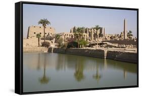 Sacred Lake (Foreground), Karnak Temple, Luxor, Thebes, Egypt, North Africa, Africa-Richard Maschmeyer-Framed Stretched Canvas