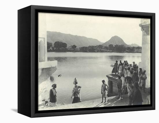 Sacred Lake of Pushkar, Near Ajmer, January 1912-English Photographer-Framed Stretched Canvas