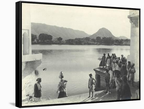 Sacred Lake of Pushkar, Near Ajmer, January 1912-English Photographer-Framed Stretched Canvas