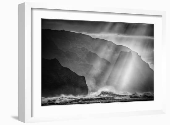 Sacred Light and Waves at the Na Pali Coast, Kauai Hawaii-Vincent James-Framed Photographic Print