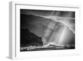 Sacred Light and Waves at the Na Pali Coast, Kauai Hawaii-Vincent James-Framed Photographic Print