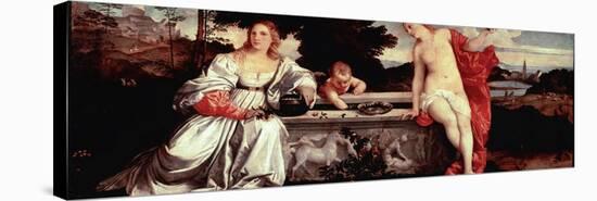 Sacred Love and Secular Love Painting by Tiziano Vecellio Called Titian (1490-1576) 1515 Approx. Su-Titian (c 1488-1576)-Stretched Canvas