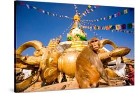 Sacred Monkey Temple (Swayambhunath Temple), UNESCO World Heritage Site, Kathmandu, Nepal, Asia-Laura Grier-Stretched Canvas