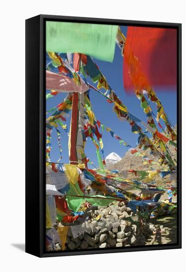 Sacred Mt Kailash and Prayer Flags-null-Framed Stretched Canvas
