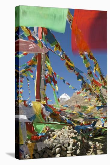 Sacred Mt Kailash and Prayer Flags-null-Stretched Canvas