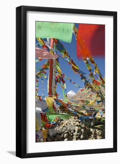 Sacred Mt Kailash and Prayer Flags-null-Framed Photographic Print