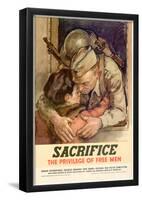 Sacrifice the Privilege of Free Men WWII War Propaganda Art Print Poster-null-Framed Poster