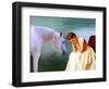 Sad Girl And Horse-Ata Alishahi-Framed Giclee Print