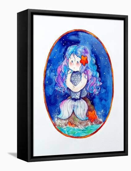 Sad Little Mermaid-Maylee Christie-Framed Stretched Canvas