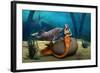 Sad Mermaid-Vac-Framed Art Print