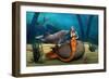 Sad Mermaid-Vac-Framed Art Print