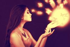 Lighting Sphere in Hands. Attractive Fairy Girl-sad444-Photographic Print