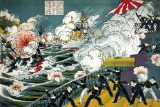 The Destruction Of Russian Fleet Of War Vessels-Sadajiro Ariyama-Stretched Canvas