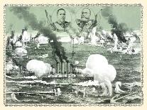 The Destruction Of Russian Fleet Of War Vessels-Sadajiro Ariyama-Stretched Canvas