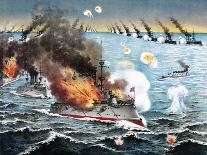 The Destruction Of Russian Fleet Of War Vessels-Sadajiro Ariyama-Stretched Canvas