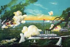 The Destruction Of Russian Fleet Of War Vessels-Sadajiro Ariyama-Stretched Canvas