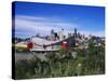 Saddledome and Skyline of Calgary, Alberta, Canada,-Hans Peter Merten-Stretched Canvas