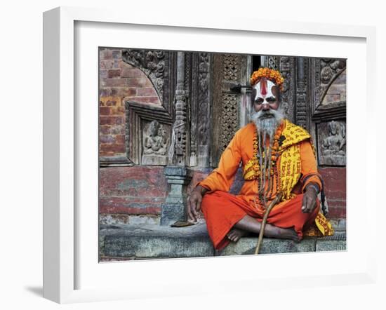 Sadhu, Durbar Square, Kathmandu, Bagmati, Central Region, Nepal, Asia-Jochen Schlenker-Framed Photographic Print