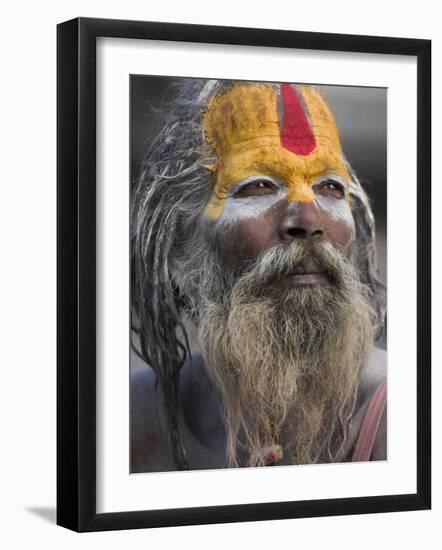 Sadhu, Shivaratri Festival, Pashupatinath Temple, Kathmandu, Nepal-Jane Sweeney-Framed Photographic Print