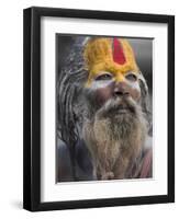 Sadhu, Shivaratri Festival, Pashupatinath Temple, Kathmandu, Nepal-Jane Sweeney-Framed Photographic Print