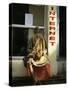 Sadhu Sitting Outside an Internet Cafe, Varanasi, Uttar Pradesh State, India-James Gritz-Stretched Canvas