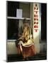 Sadhu Sitting Outside an Internet Cafe, Varanasi, Uttar Pradesh State, India-James Gritz-Mounted Photographic Print