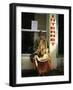 Sadhu Sitting Outside an Internet Cafe, Varanasi, Uttar Pradesh State, India-James Gritz-Framed Photographic Print