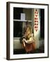 Sadhu Sitting Outside an Internet Cafe, Varanasi, Uttar Pradesh State, India-James Gritz-Framed Photographic Print