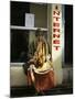 Sadhu Sitting Outside an Internet Cafe, Varanasi, Uttar Pradesh State, India-James Gritz-Mounted Photographic Print