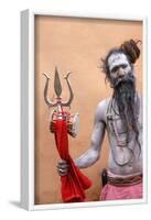 Sadhu with Shiva trident attending Haridwar Kumbh Mela, Haridwar, Uttarakhand, India-Godong-Framed Photographic Print