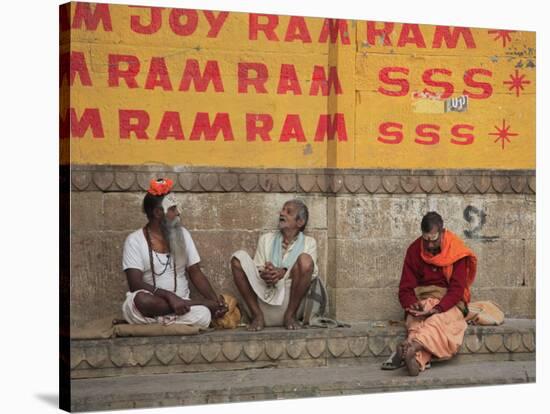 Sadhus, Ghats, Varanasi, Uttar Pradesh, India, Asia-Wendy Connett-Stretched Canvas