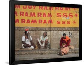 Sadhus, Ghats, Varanasi, Uttar Pradesh, India, Asia-Wendy Connett-Framed Premium Photographic Print