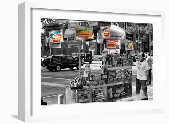 Safari CityPop Collection - NYC Hot Dog with Zebra Man III-Philippe Hugonnard-Framed Photographic Print