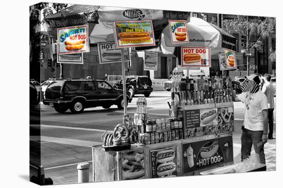 Safari CityPop Collection - NYC Hot Dog with Zebra Man III-Philippe Hugonnard-Stretched Canvas