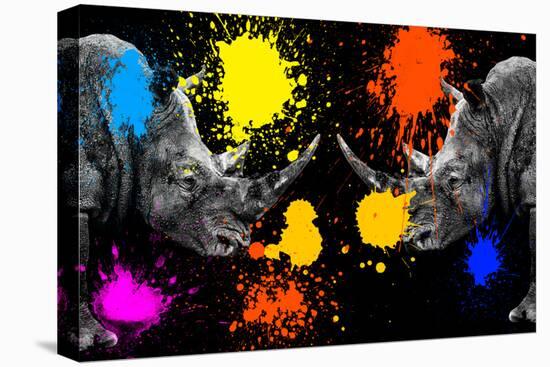 Safari Colors Pop Collection - Rhinos Face to Face III-Philippe Hugonnard-Stretched Canvas