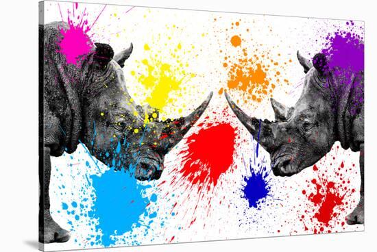 Safari Colors Pop Collection - Rhinos Face to Face III-Philippe Hugonnard-Stretched Canvas