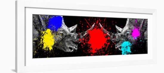 Safari Colors Pop Collection - Rhinos Face to Face-Philippe Hugonnard-Framed Giclee Print