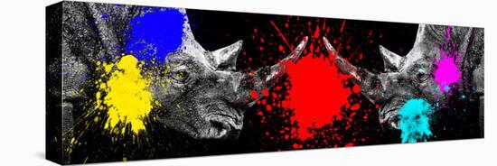 Safari Colors Pop Collection - Rhinos Face to Face-Philippe Hugonnard-Stretched Canvas