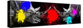 Safari Colors Pop Collection - Rhinos Face to Face-Philippe Hugonnard-Stretched Canvas