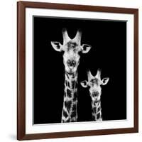 Safari Profile Collection - Portrait of Giraffe and Baby Black Edition II-Philippe Hugonnard-Framed Photographic Print