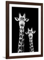 Safari Profile Collection - Portrait of Giraffe and Baby Black Edition IV-Philippe Hugonnard-Framed Photographic Print