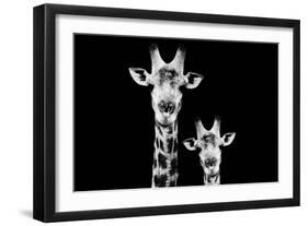 Safari Profile Collection - Portrait of Giraffe and Baby Black Edition VI-Philippe Hugonnard-Framed Premium Photographic Print