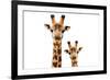 Safari Profile Collection - Portrait of Giraffe and Baby White Edition V-Philippe Hugonnard-Framed Photographic Print