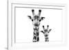 Safari Profile Collection - Portrait of Giraffe and Baby White Edition VI-Philippe Hugonnard-Framed Photographic Print