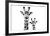 Safari Profile Collection - Portrait of Giraffe and Baby White Edition VI-Philippe Hugonnard-Framed Photographic Print