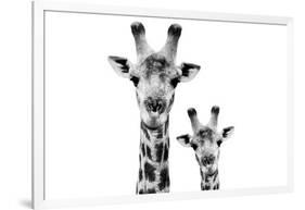 Safari Profile Collection - Portrait of Giraffe and Baby White Edition VI-Philippe Hugonnard-Framed Photographic Print